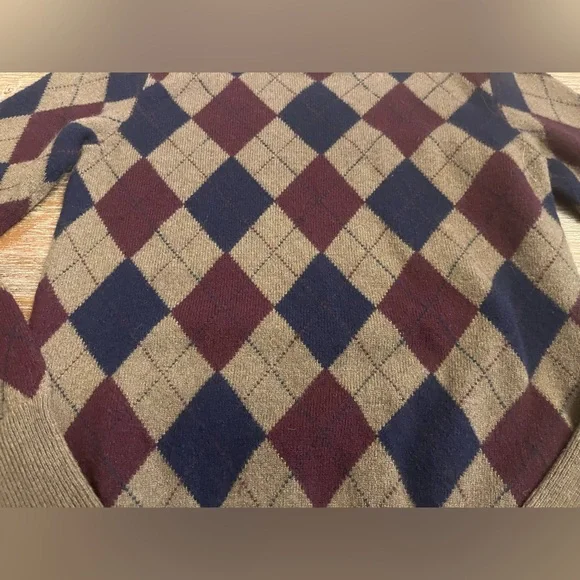 MENS POLO RALPH LAUREN ARGYLE 100% LAMBSWOOL SWEATER, MEDIUM